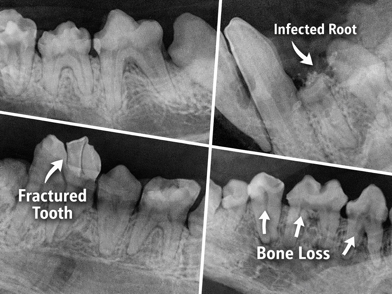 Digital radiography images of a dog's mouth